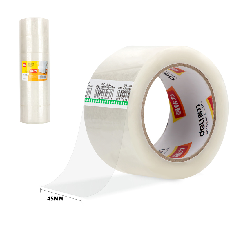 得力（deli）  30182普透封箱胶带  45mm*60y*45um(6卷/筒)